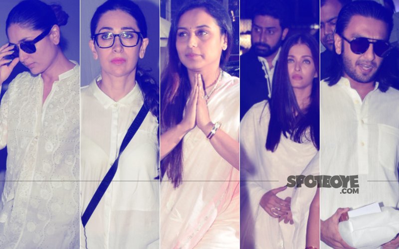 Kareena-Karisma Kapoor, Abhishek-Aishwarya Rai Bachchan, Ranveer Singh At Rani Mukerji’s Father’s Prayer Meet
