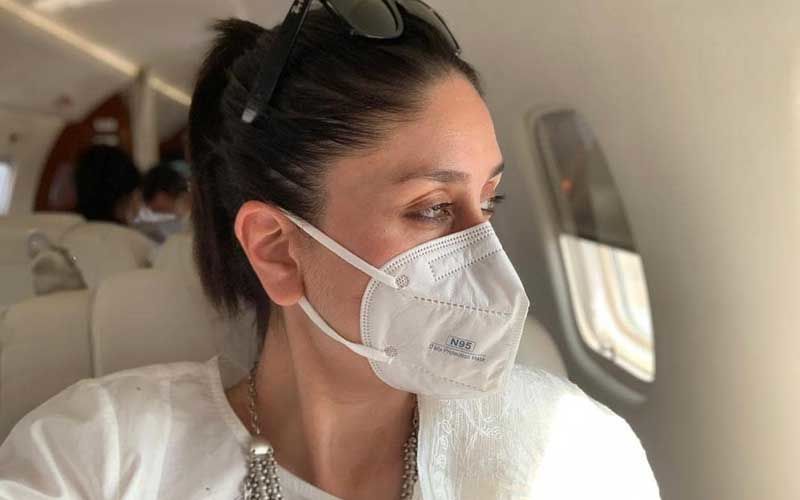 Preggers Kareena Kapoor Khan Gazes Through Her Plane Window Wearing A Mask; ‘Mask Pehniye Aur Bahar Dekhiye’