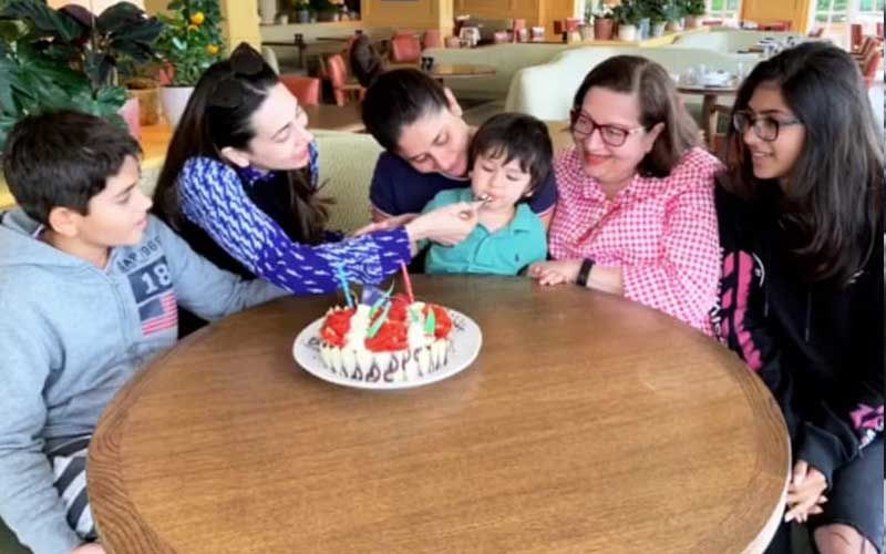 Karisma Kapoor Cutting Her Birthday Cake With Taimur Ali Khan And Kareena Kapoor Is Adorbs In Every Way