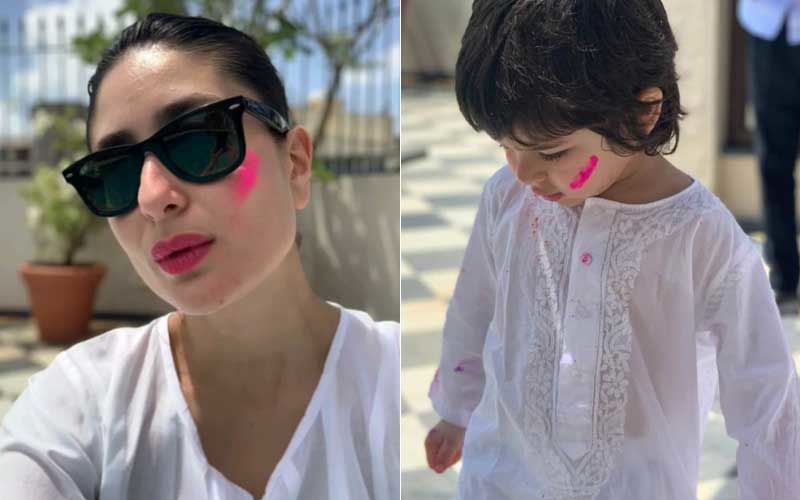 Dial Pink For Kareena Kapoor Khan And Taimur; Actress Shares Gorgeous Pics Of Herself And Tim Splashed With Gulaal