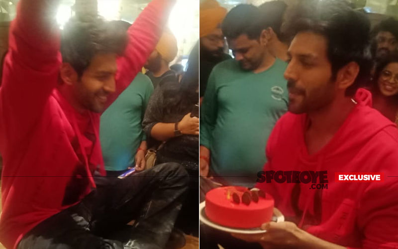 Kartik Aaryan Celebrates His Birthday With Media; Sits On The Table And Cuts A Scrumptious Cake- EXCLUSIVE PICS AND VIDEOS INSIDE