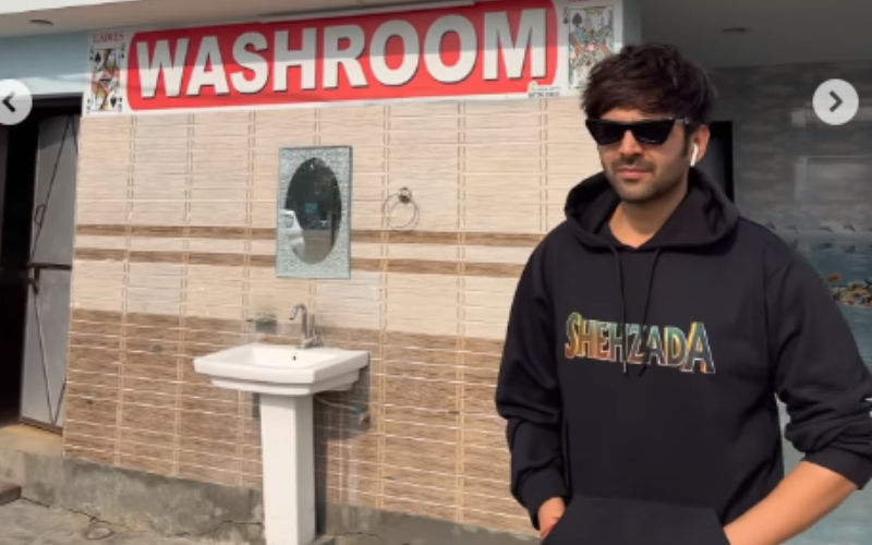 Kartik Aaryan Walks Out Of Washroom At Roadside Dhaba In Style; Netizens Ask, ‘Gents Bathroom Ke Pass Aese Kon Pose Deta Hai’-See VIDEO