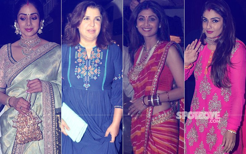 Sridevi, Farah Khan, Shilpa Shetty, Raveena Tandon Celebrate Karva Chauth At Anil Kapoor's House