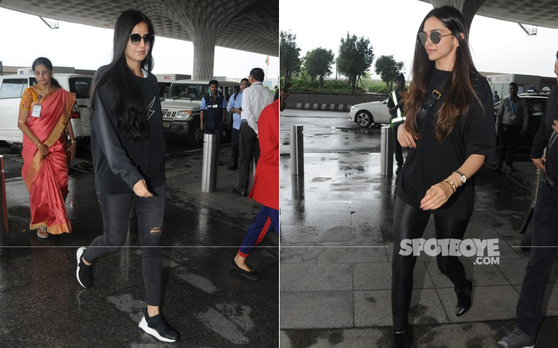 katrina kaif and deepika padukone at the airport