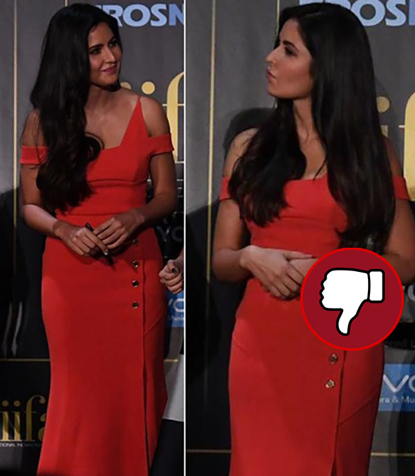 katrina kaif in a red dress at iifa media meet in nyc