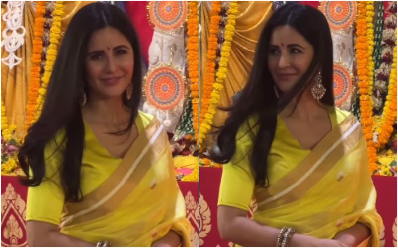 Katrina Kaif Stuns In A Yellow Saree As She Seeks Blessings Of The Goddess; Fans Say, ‘Dignified, Beautiful, Ravishing’- Watch