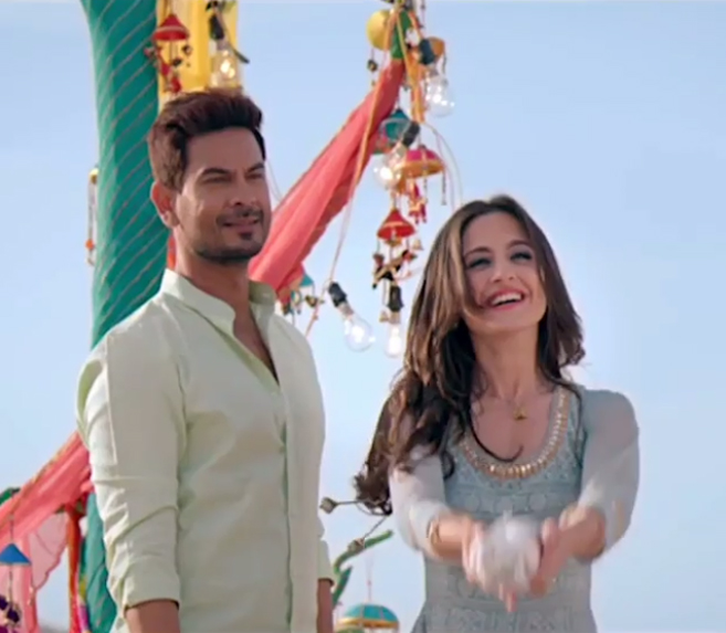 keith sequeira and sanjeeda sheikh enacting a scene in their new show