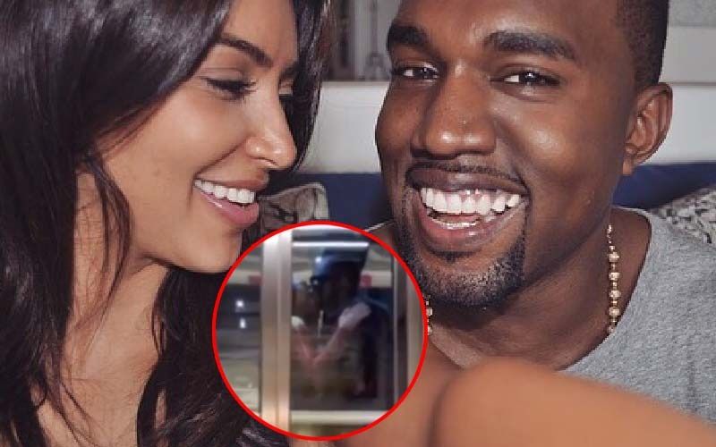 Kim Kardashian-Kanye West Share Steamy Makeout Sesh In An Elevator, A Grinning Kanye Leaves Kim To Pick The Bags-WATCH