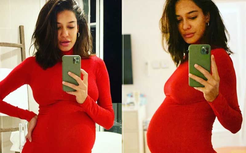 Pregger Lisa Haydon Sends Out Christmas Vibes As She Flaunts Her 8-Month Baby Bump In Red HOT Dress