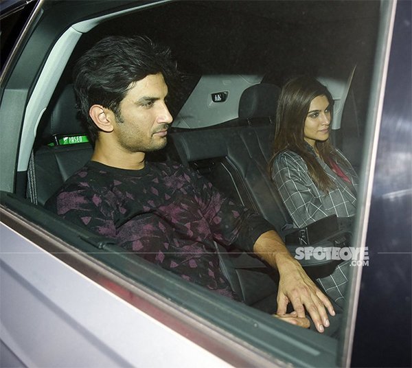 kriti and sushant exiting a party