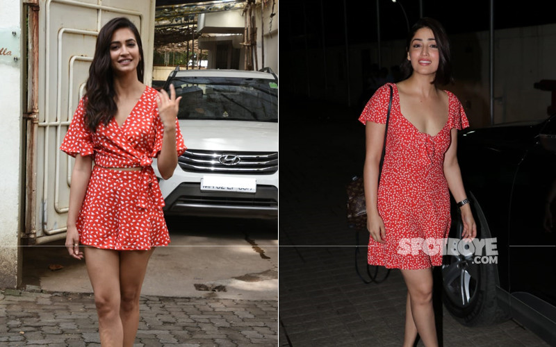 kriti kharbanda and yami gautam snapped wearing a similar dress