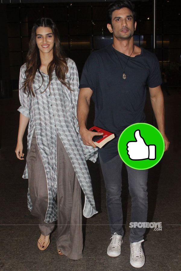 kriti sanon and sushant singh rajput keep it casual and light at the airport