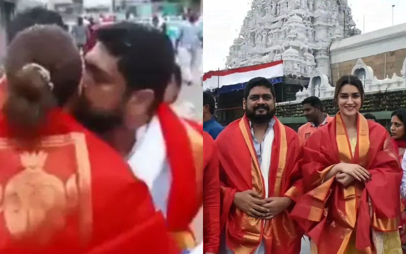 Adipurush Kiss Controversy: Internet TROLLS Om Raut For Kissing Kriti Sanon At Tirupati Temple; Netizen Says ‘Besharam Log Mandir Koi Jaga Hai PDA Karne Ki