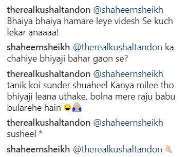 kushal tandon and shaheer sheikh instagram conversation