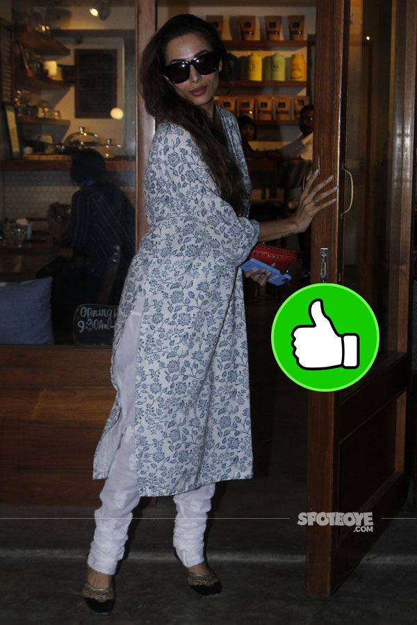 malaika arora was spotted exiting a restaurant in bandra in a desi avatar