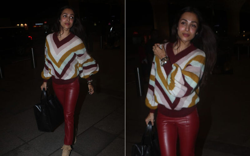 FASHION CULPRIT OF THE DAY: Malaika Arora's Maroon Leather Pants Are Not Our Favourite
