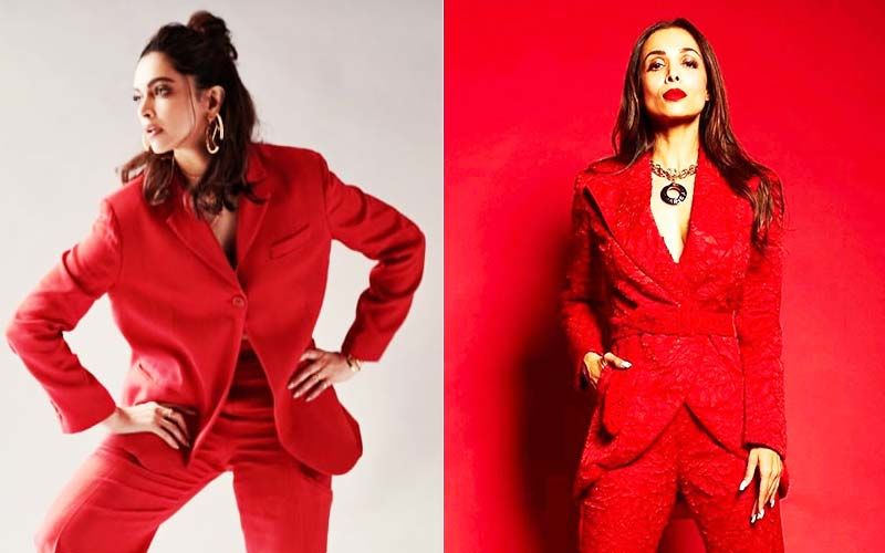 Deepika Padukone Or Malaika Arora- Who Rocked The Sexy Red Power Suit Better?