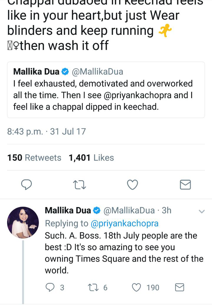 mallika dua reply to priyanka chopra comment