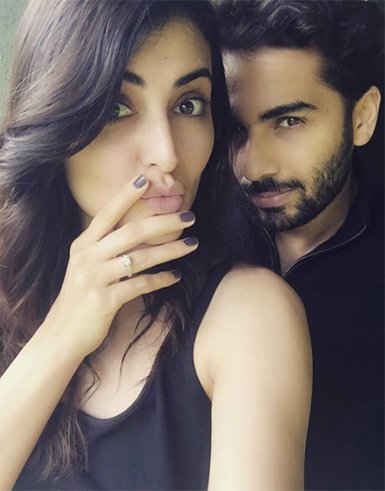 mandana karimi flaunting her engagement ring with fiance gaurav gupta