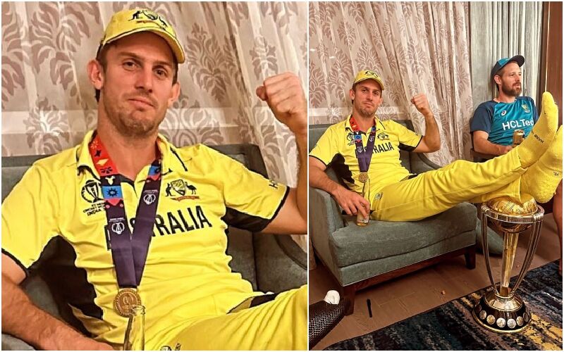 Australian Cricketer Mitchell Marsh Keeps His Feet On The World Cup Trophy; Netizens Call Him Out For Disrespecting Their Win Against India