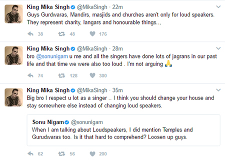 mika singh argues with sonu nigam regarding his tweets for mouli