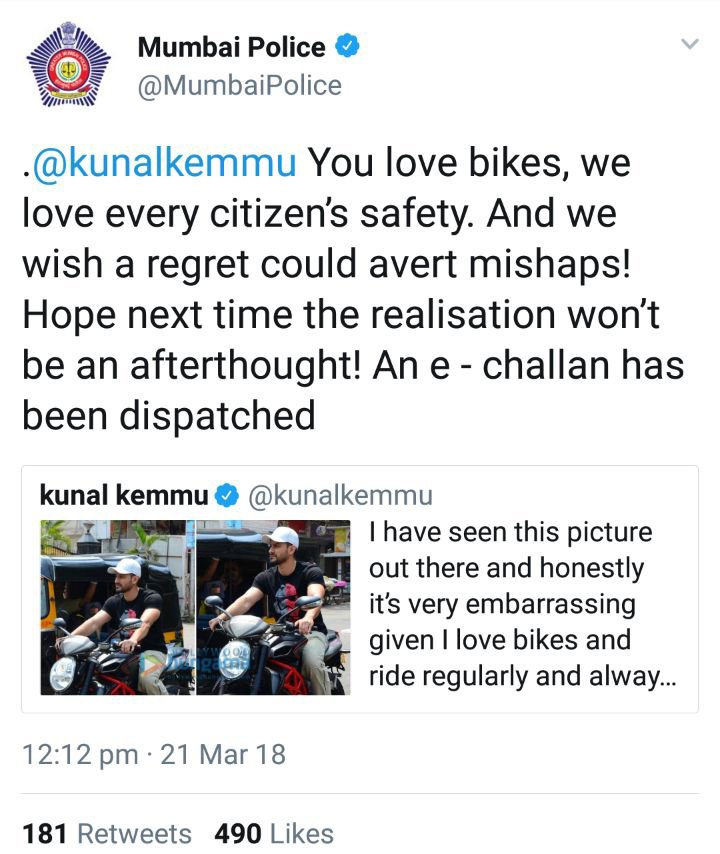 mumbai police issues an e chalan
