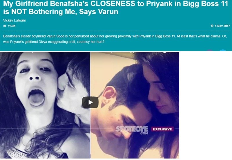 my girlfriend benafshas closeness to priyank in bigg boss 11 is not bothering me says varun