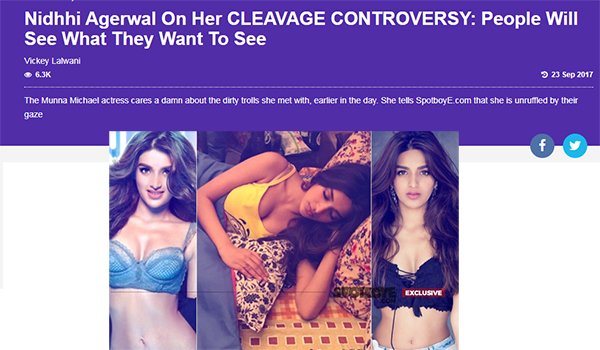 nidhhi agerwal on her cleavage controversy people will see what they want to see