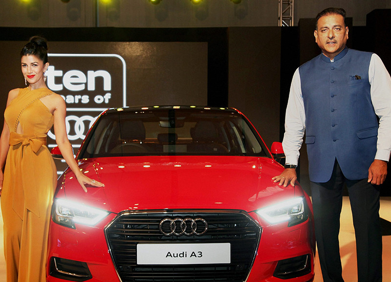 nimrat kaur and ravi shastri snapped at an audi event