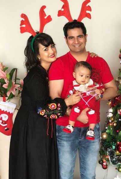 nisha rawal with husband karan mehra and baby kavish mehra