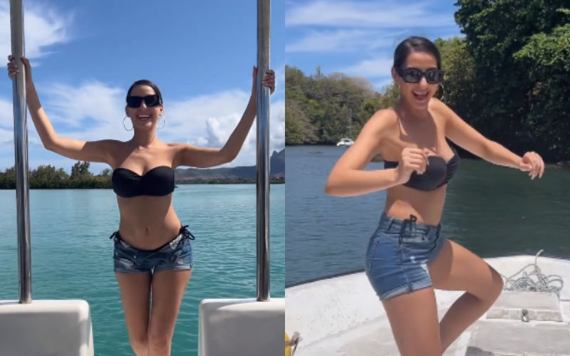 VIRAL! Nora Fatehi Shows Off Her Sexy Curves, Cleavage In Bikini Top As She Dances On A Boat During Beach Holiday-See Hot Video