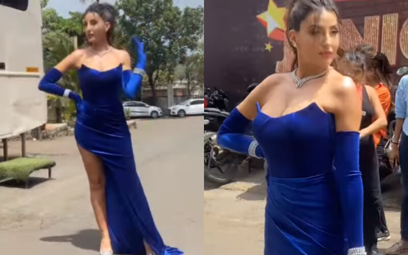 Nora Fatehi Gets Brutally TROLLED For Wearing A Velvet Bodycon Gown With Trail; ‘Dress Se Road Bhi Saaf Ho Raha Hai’ -See VIDEO