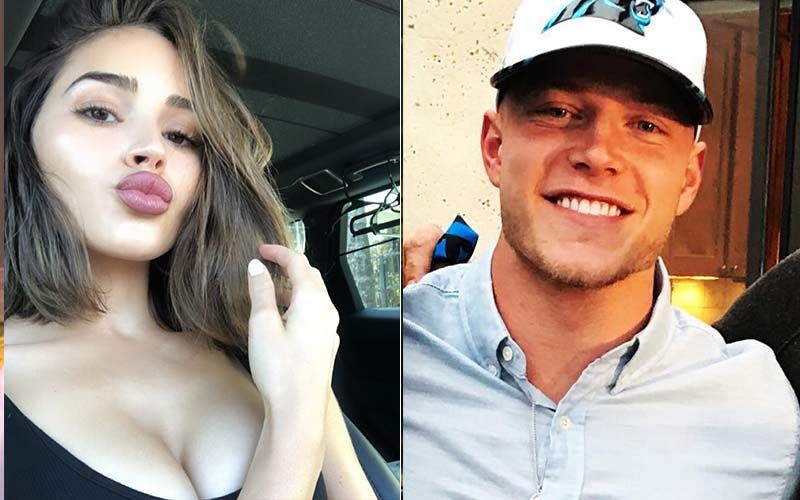 Olivia Culpo, Christian McCaffrey kiss before 49ers-Saints game