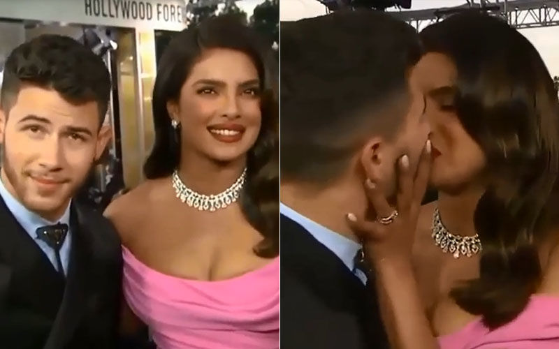 Priyanka Chopra And Nick Jonas Kiss On 'Kiss Cam'; Chopra Wipes The Red Hot Lipstick Off Jonas' Lips