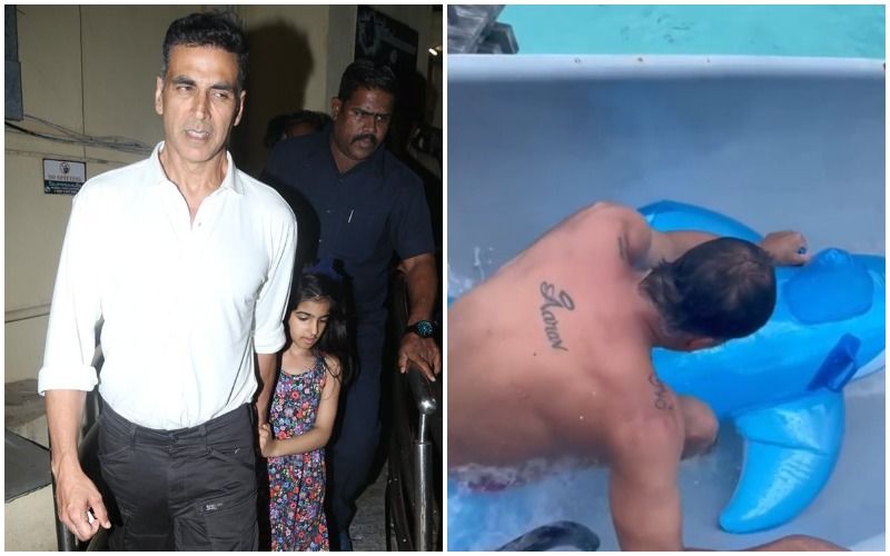 Akshay Kumar’s Daughter Nitara Has A Good Laugh As The Actor Struggles To Go Down A Water Slide On Her Fish Float- WATCH