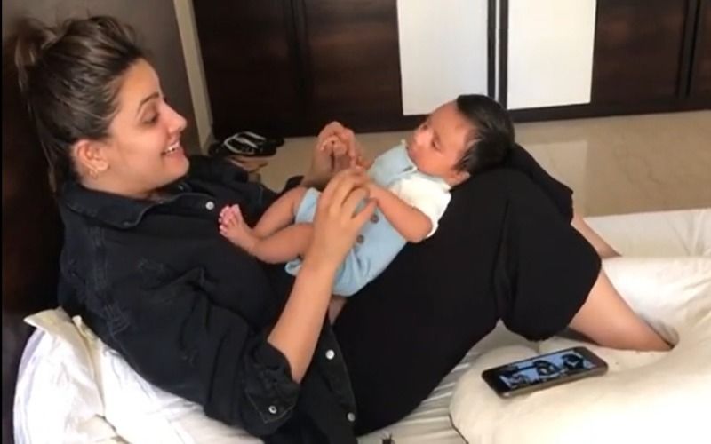 Anita Hassanandani Enjoys Bonding Time With Newborn Son Aaravv; Sings ‘Lakdi Ki Kaathi’ And Plays Along With Her Baby Boy- WATCH