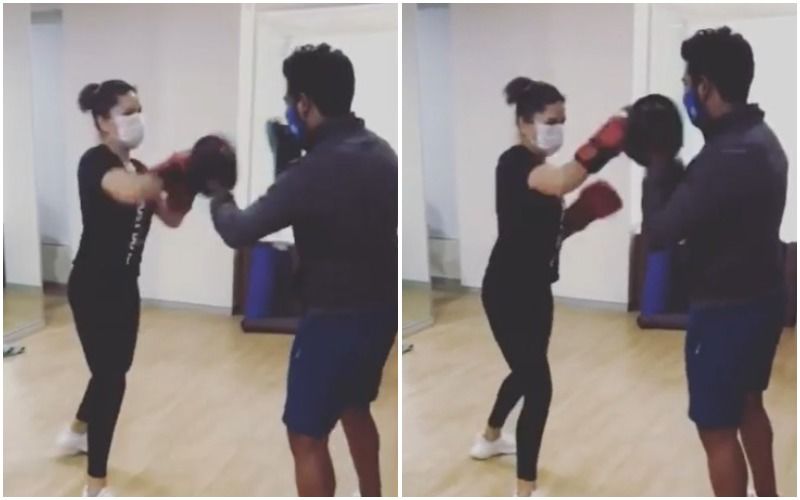 Sunny Leone Brushes Up Her Boxing Skills But Keeps Her Facemask On; Says ‘Safety Over Comfort’- WATCH VIDEO