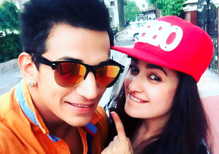 prince narula poses with yuvika chaudhary