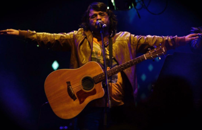 pritam performs on stage