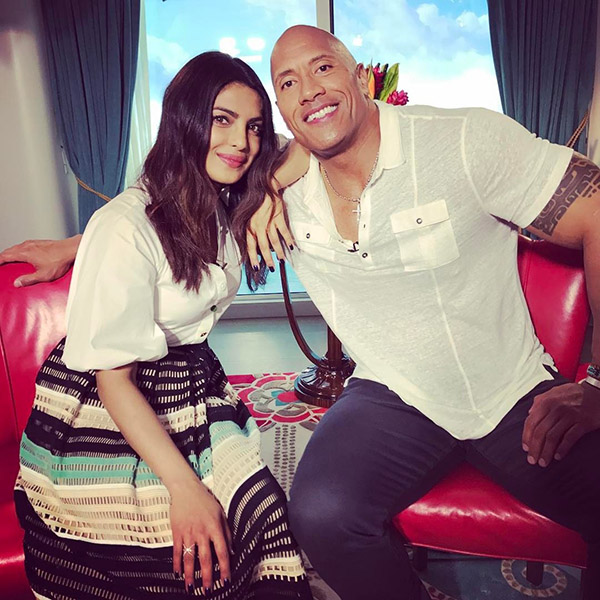 priyanka chopra and dwayne johnson snapped during baywatch promotions