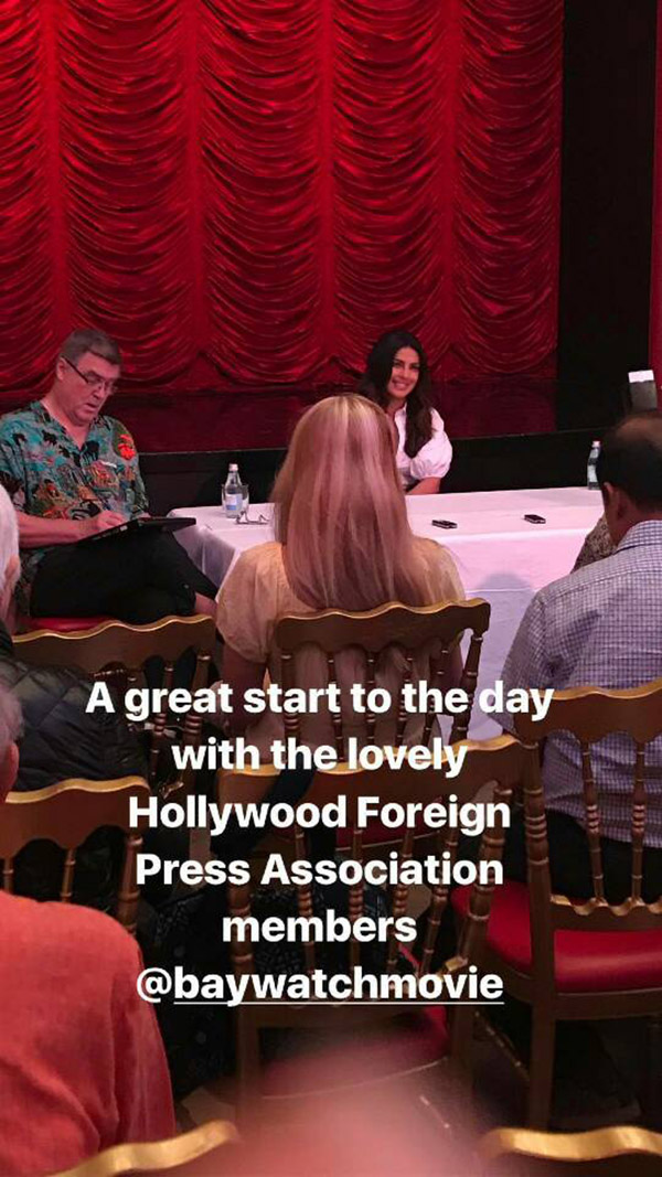 priyanka chopra at a baywatch press meet