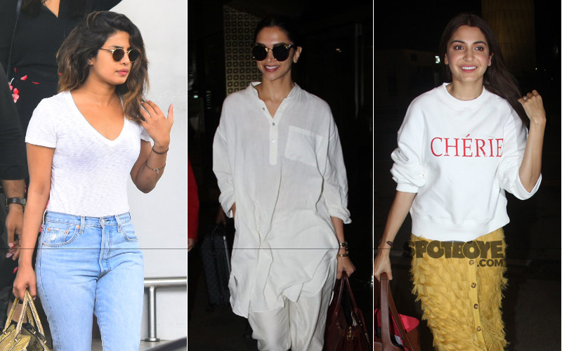 priyanka chopra deepika padukone and anushka sharma snapped at the airport