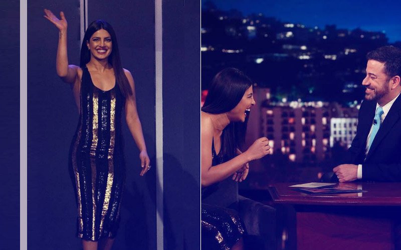 Baywatch Actress Priyanka Chopra Sizzles In Black & Gold At Jimmy Kimmel Live