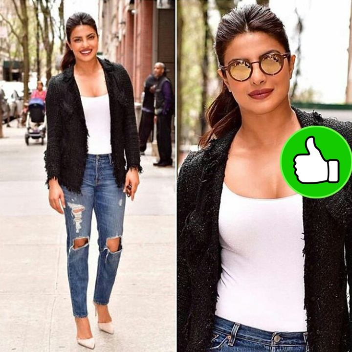 priyanka chopra looks super chick in this awesome attire which she wore to a chat show