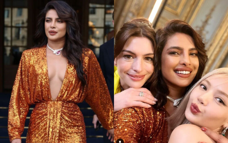 Oh-So-Hot! Priyanka Chopra Goes BRALESS In Metallic Gown With A Plunging Neckline; Desi Girl Bonds With Anne Hathaway In Paris-See PICS