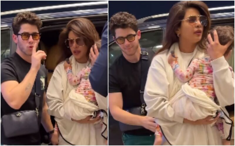 Nick Jonas Shushes Paparazzi As Wife Priyanka Chopra Carries Their Sleepy Daughter Maltie Marie In Her Arms; Netizens React- WATCH