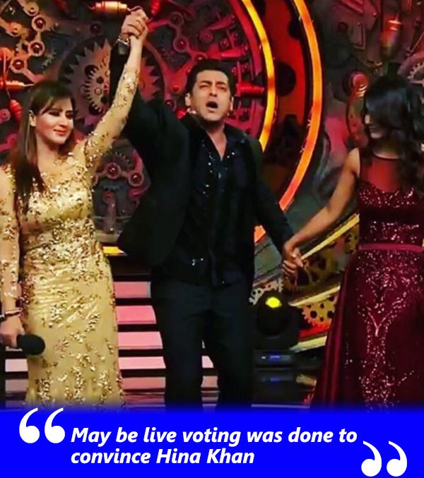 may be live voting was done to convince hina khan