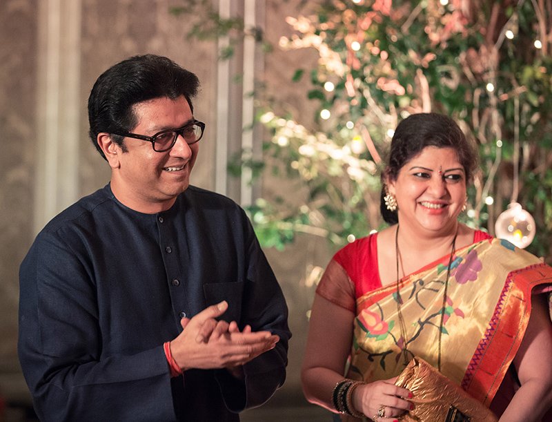 raj thackrey and his wife sharmila thackrey were one of the attendees