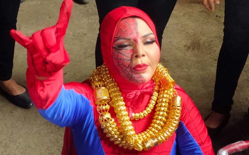 Bigg Boss OTT: Rakhi Sawant, Clad In A Spiderman Costume, Protests Outside The BB House, Wants The Makers To Invite Her On The Show