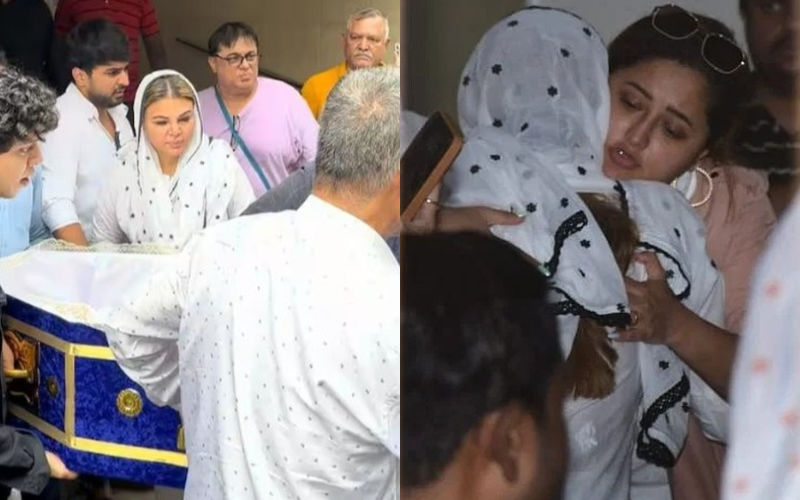 Rakhi Sawant's Mother's FUNERAL: Actress Arrives With Mom’s Mortal Remains, Performs Her Last Rites; Adil Khan, Farah Khan, Rashami Desai Console Her